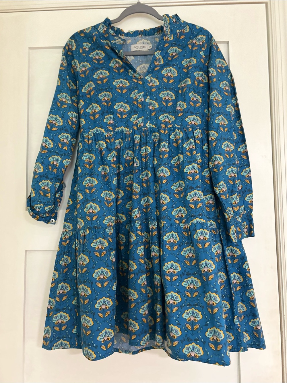 Blue Floral Tiered  Dress